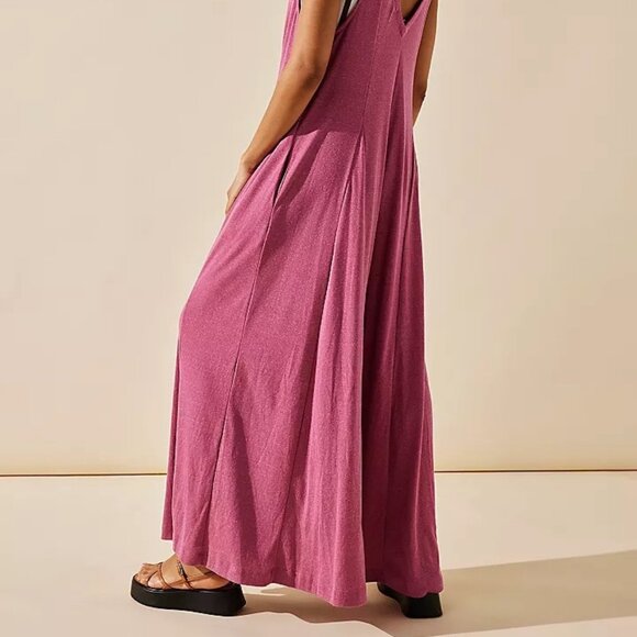 NEW Free People Beach Alice Shoulder Tie Wide Leg One Piece Jumpsuit Green - Picture 15 of 15